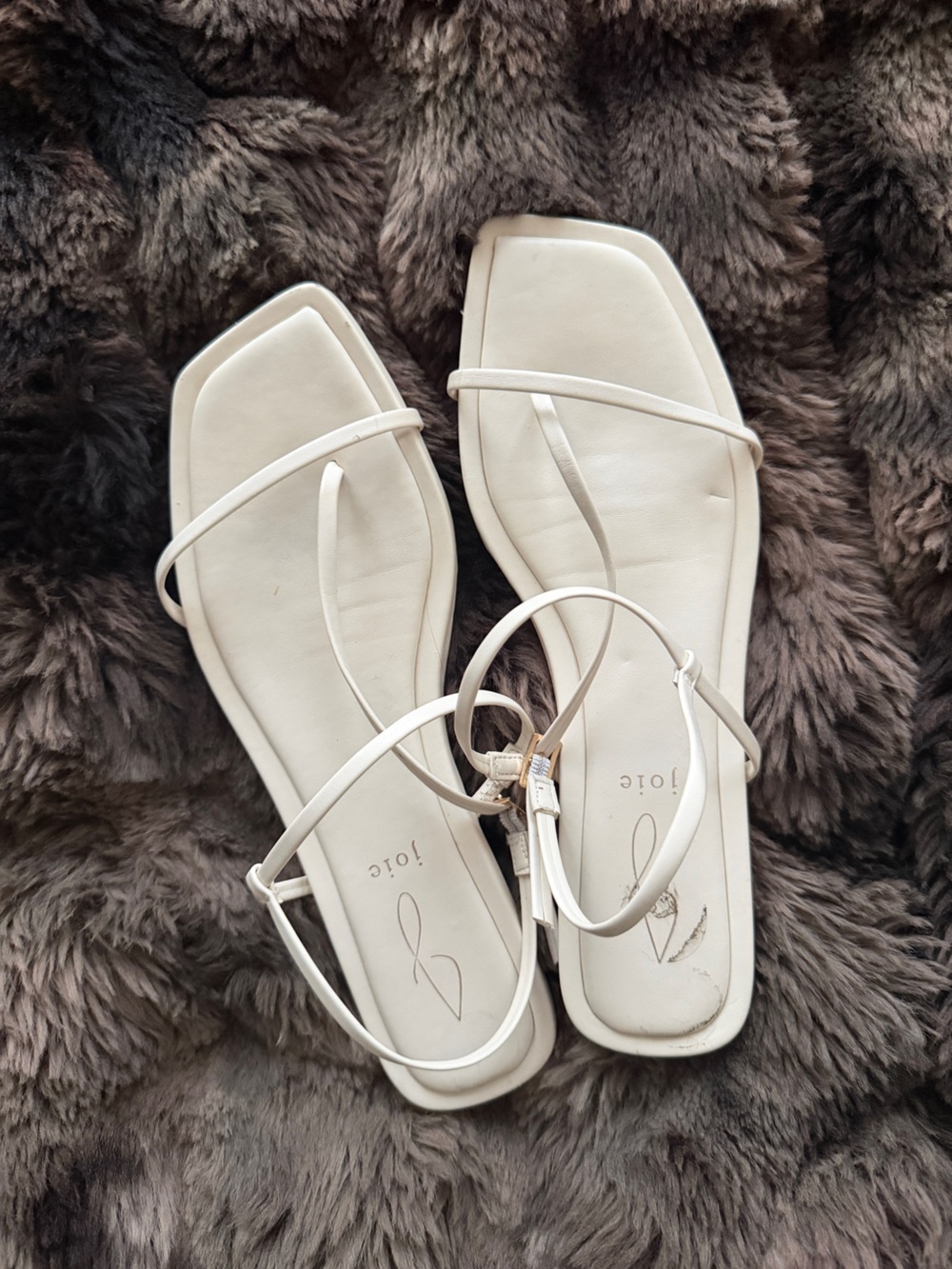 Cream Strappy Square-Toe Sandals